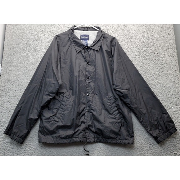 Puritan Windbreaker‎ Jacket Mens Medium Black Long Sleeve Collared Button Front - Picture 1 of 7